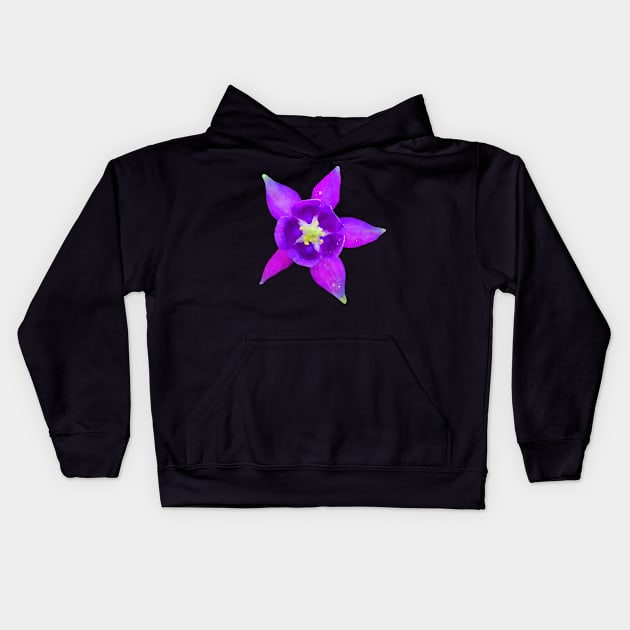 Purple Columbine Flower Kids Hoodie by Griffelkinn